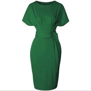 Green vintage retro style 50s 60s dress XL